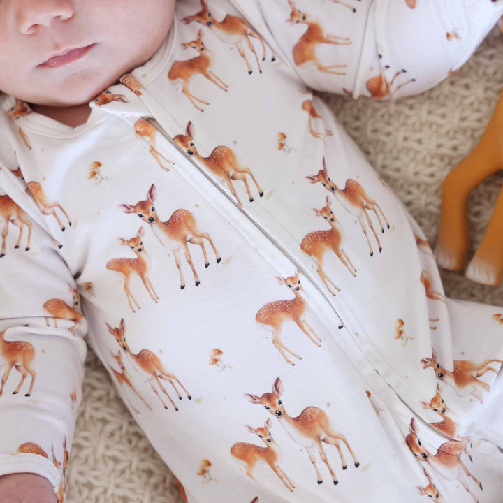 Friendly Fawns Bamboo Zipper Footie - Caden Lane