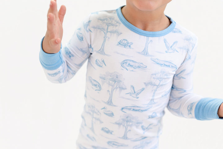 Blue Bayou Toile Bamboo Pajama Set - Pearls & Pelicans