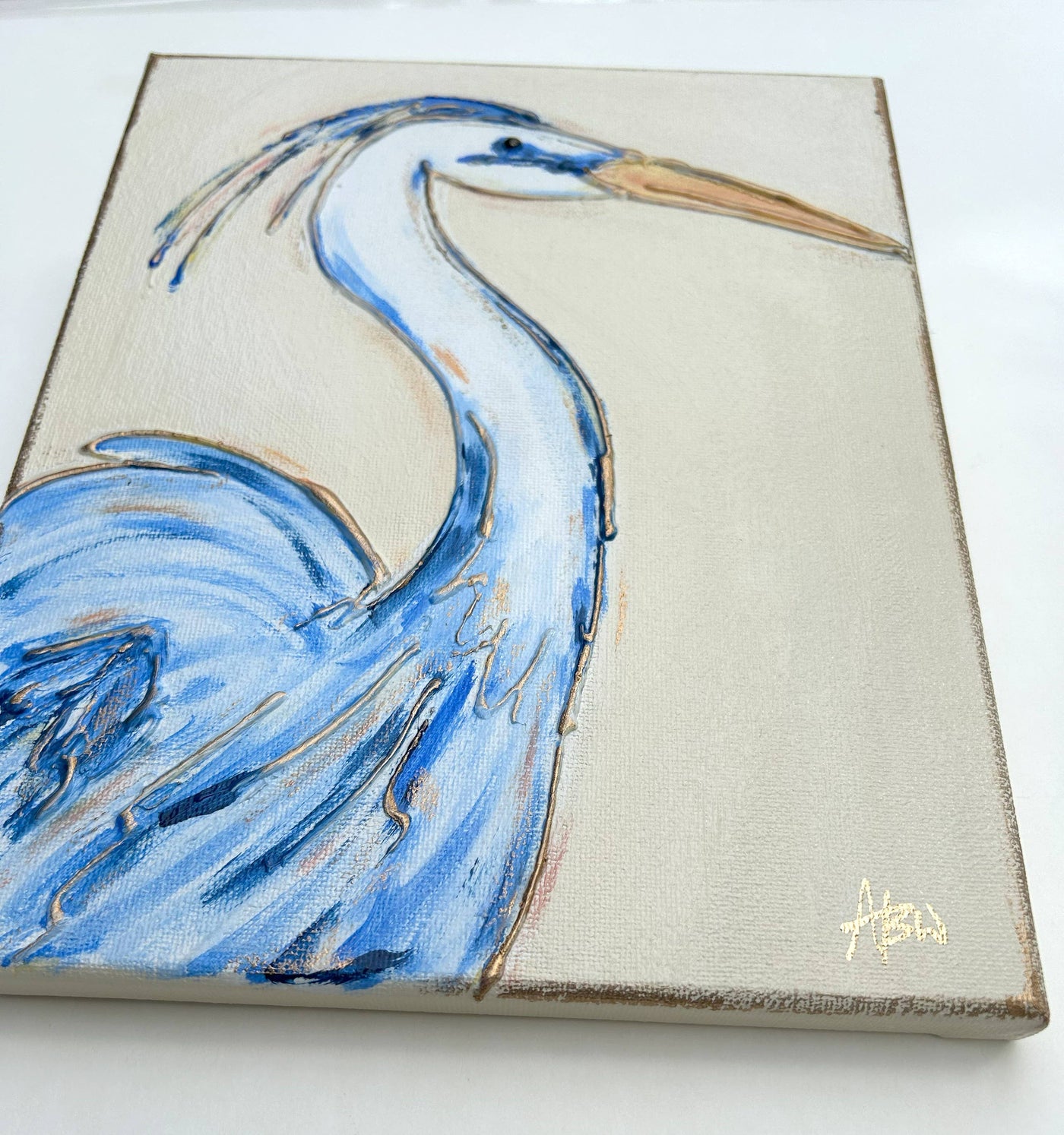 Blue Heron hand painted - Caddiwomple