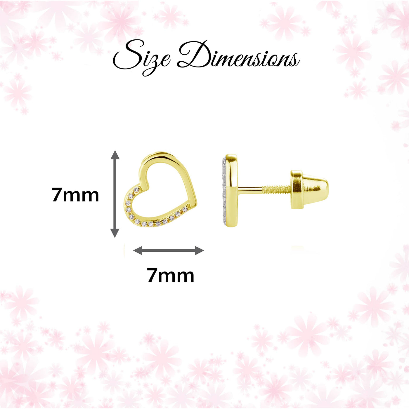 Girls 14K Gold-Plated Open Heart Screw Back Earrings Kids