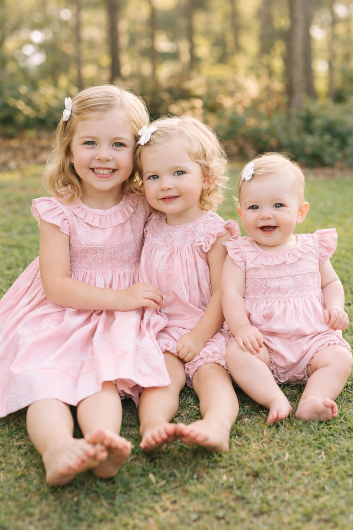 Girls Smocked Floral Hearts Collection - Lulu Bebe