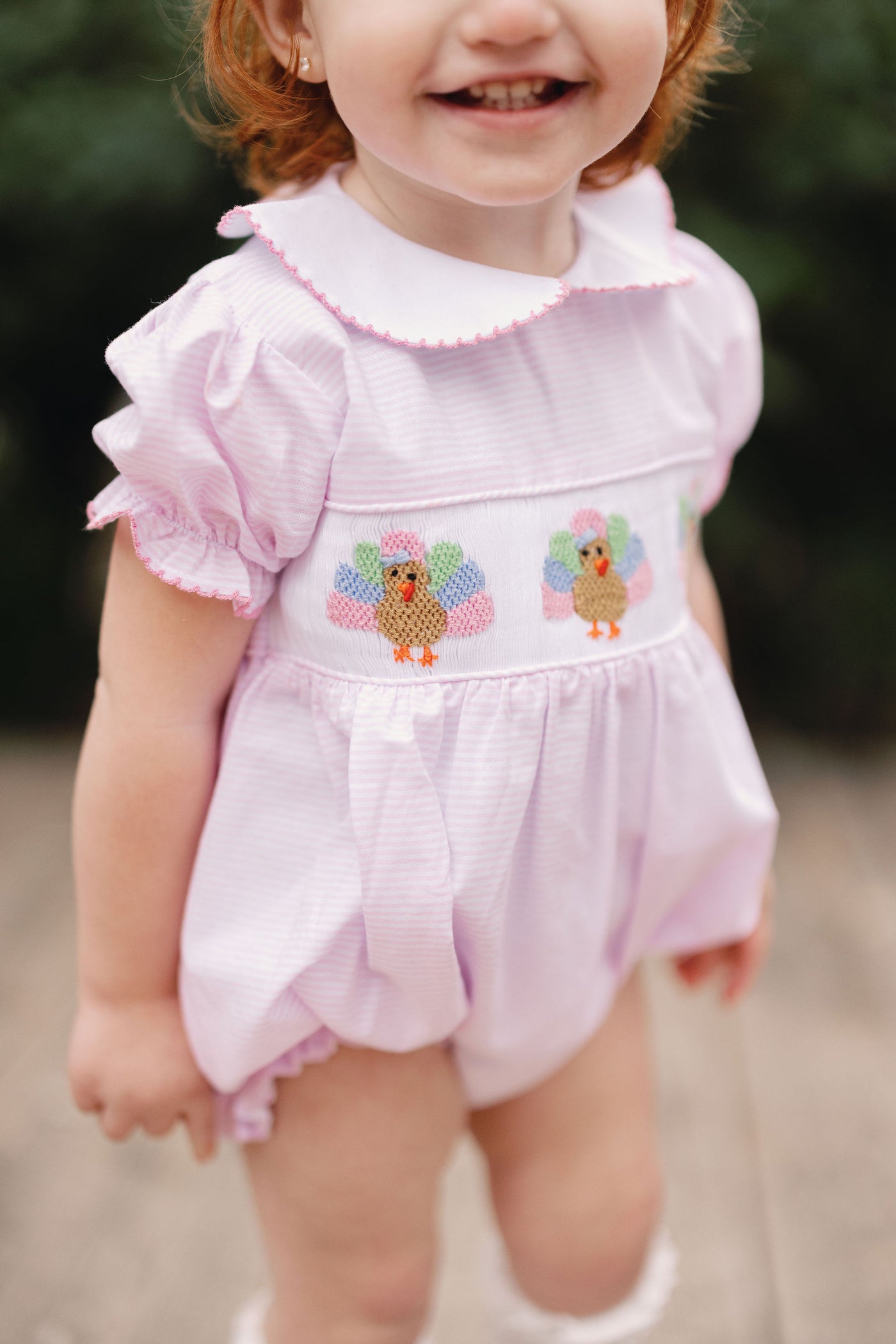Smocked Girl Turkey Bubble - Teeta
