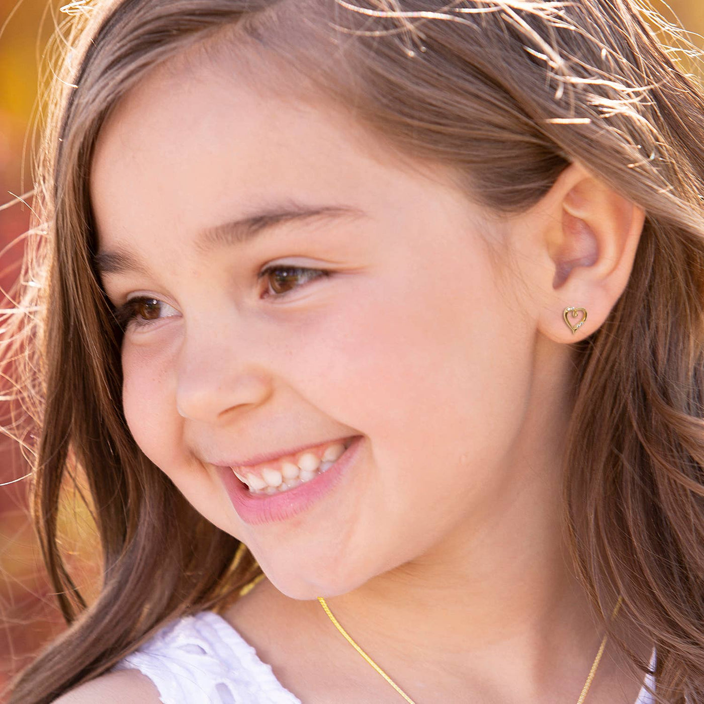 Girls 14K Gold Heart Screw Back Earrings - Cherished Moments