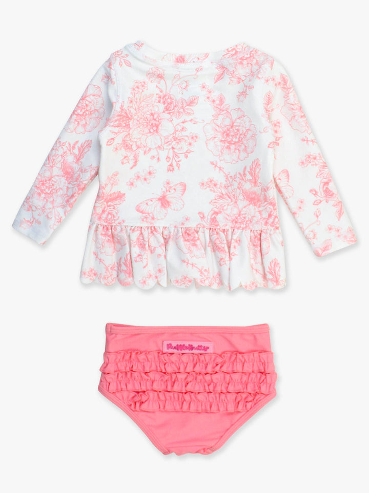 Pink Toile 2PC Rash Guard Set - RuffleButts