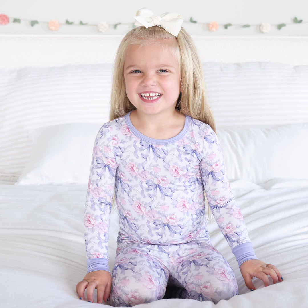 Lavender Bows & Roses Pajama Set - Caden Lane