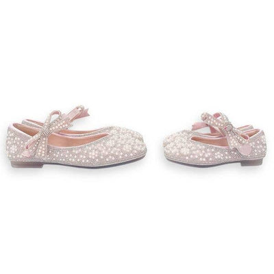 Bow Strap Jewel Pearl Pink Shoes - Doe a Dear