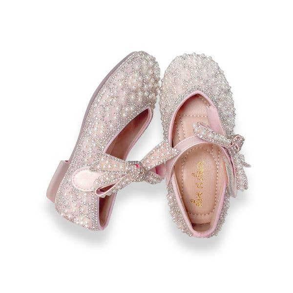 Bow Strap Jewel Pearl Pink Shoes - Doe a Dear