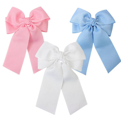 GROSGRAIN DOUBLE TAIL BOW - Navy, White or Pink - Beyond Creations