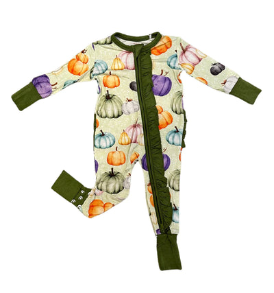 Snuggle Bums Bamboo Colorful Pumpkin Pajamas - Convertible Footie or 2-Piece