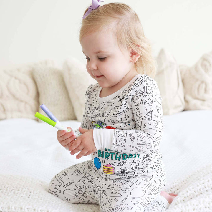 Colorable Birthday Pajama Set - Caden Lane
