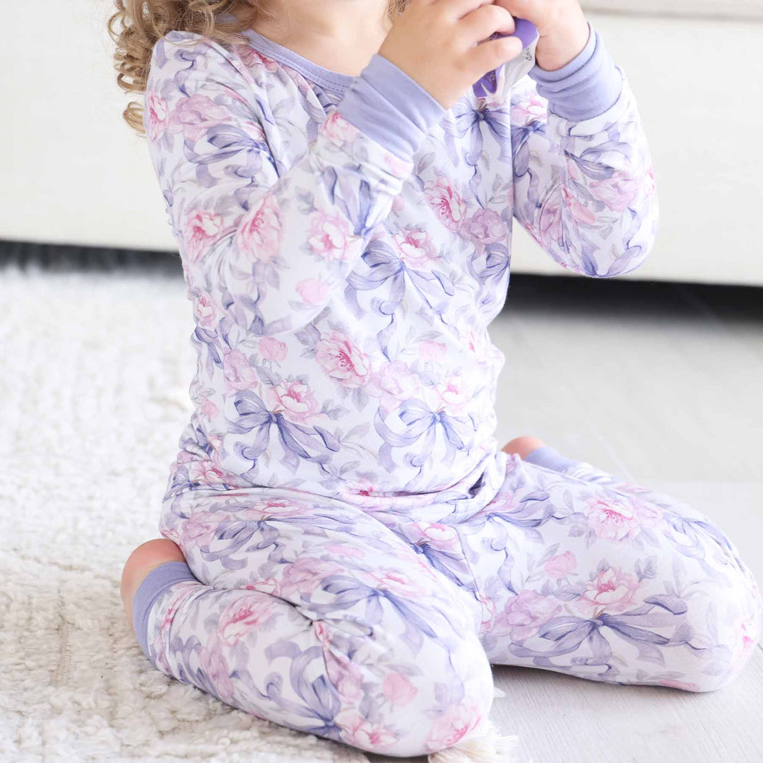 Lavender Bows & Roses Pajama Set - Caden Lane