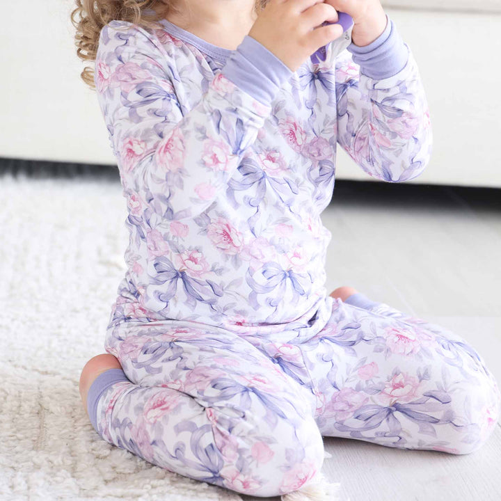Lavender Bows & Roses Pajama Set - Caden Lane