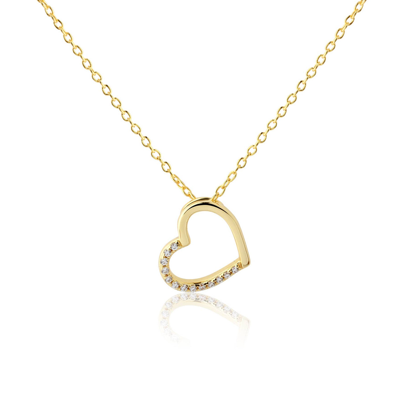 Children's 14K Gold Floating Heart Necklace for Kids: 14 inch