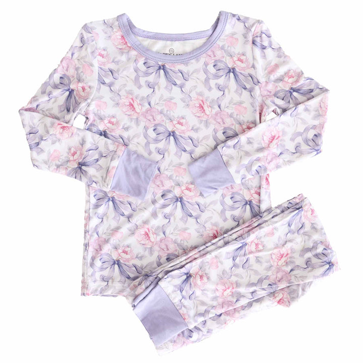 Lavender Bows & Roses Pajama Set - Caden Lane