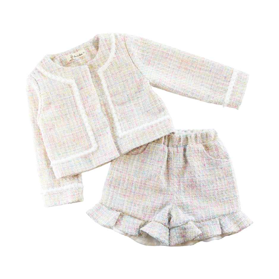 Pearl Trim Tweed Jacket & Ruffle Hem Shorts - Doe a Dear