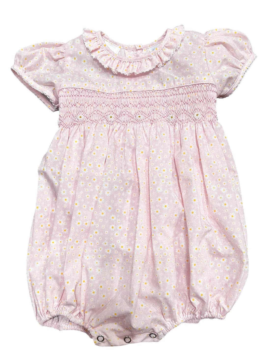 Girls Pink Smocked Daisy Collection - Lulu Bebe
