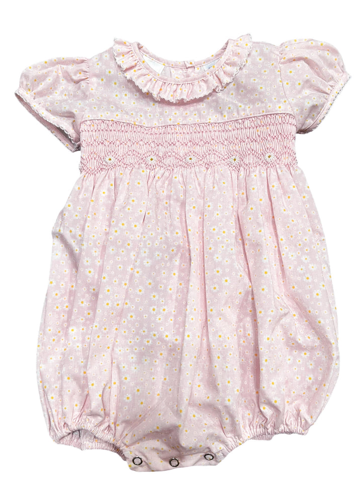 Girls Pink Smocked Daisy Collection - Lulu Bebe