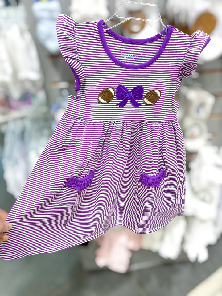 Purple Football Dress - Itsy Bitty