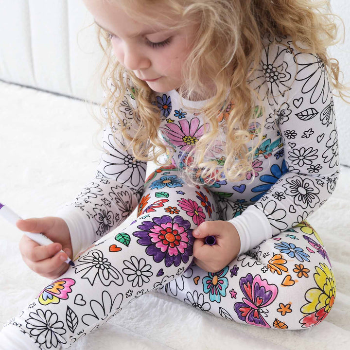 Colorable Flowers Pajama Set - Caden Lane