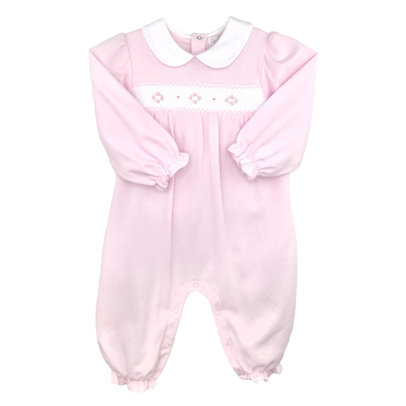 Smocked Flower Knit Pink Romper - Petit Ami