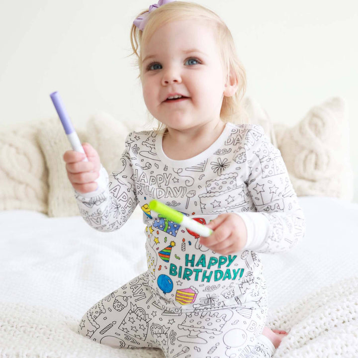 Colorable Birthday Pajama Set - Caden Lane