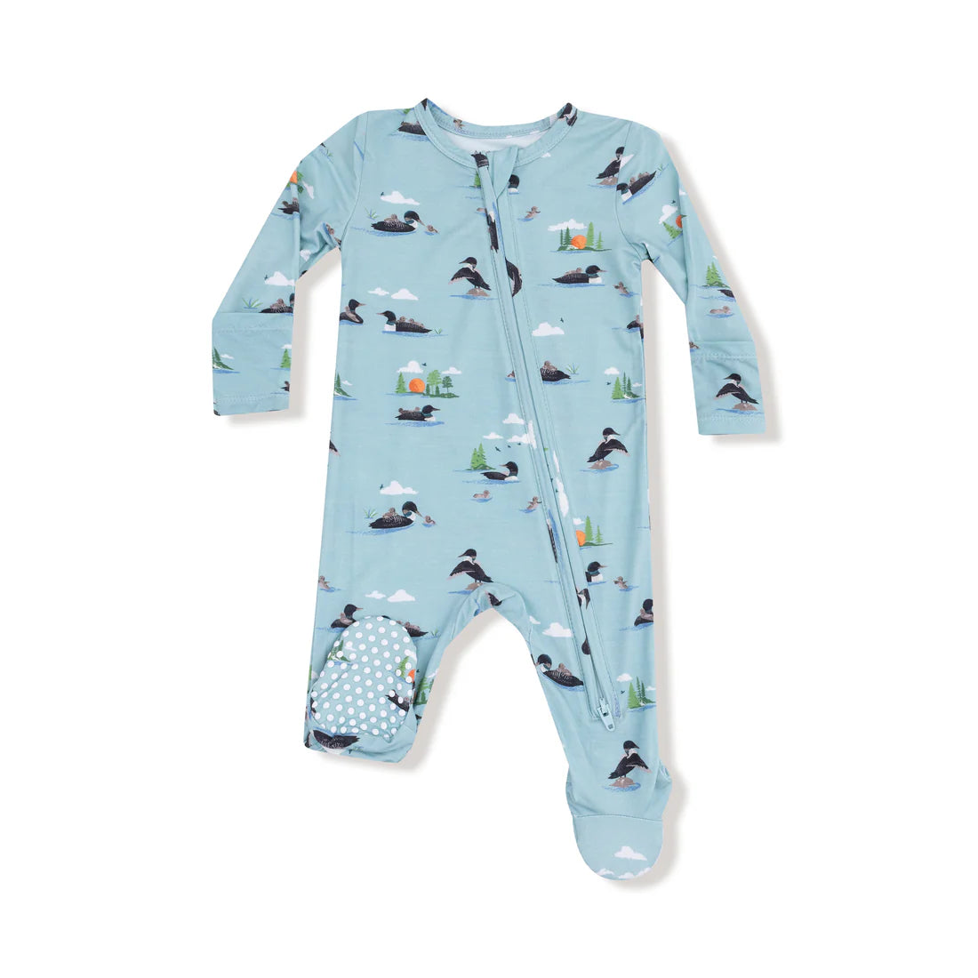 Loon Diving Bird (Bamboo) 2 Way Zipper Footie - Angel Dear