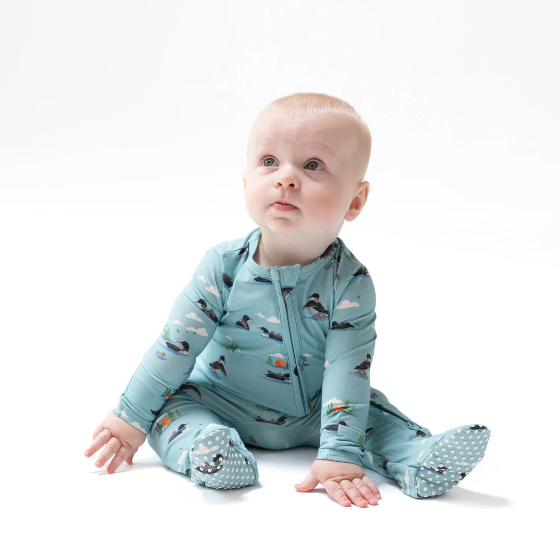 Loon Diving Bird (Bamboo) 2 Way Zipper Footie - Angel Dear