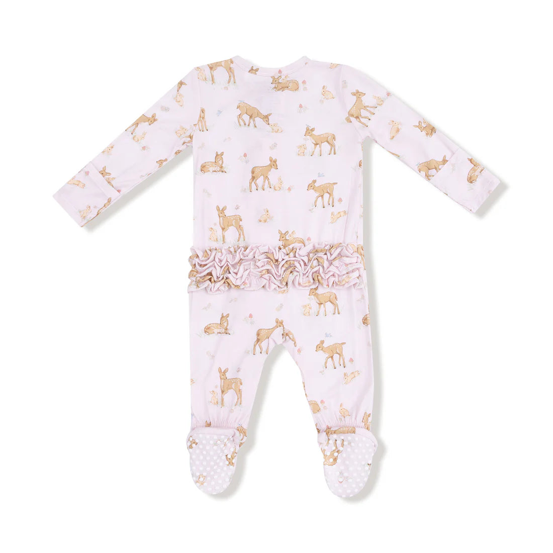 Little Fawn Pink Bamboo Ruffle Footie - Angel Dear