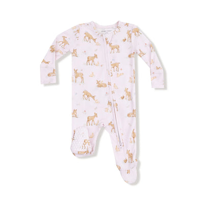 Little Fawn Pink Bamboo Ruffle Footie - Angel Dear