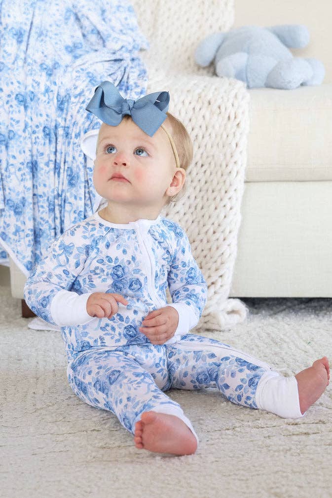 Betsy's Blue Blooms Convertible Zip Romper - Caden Lane