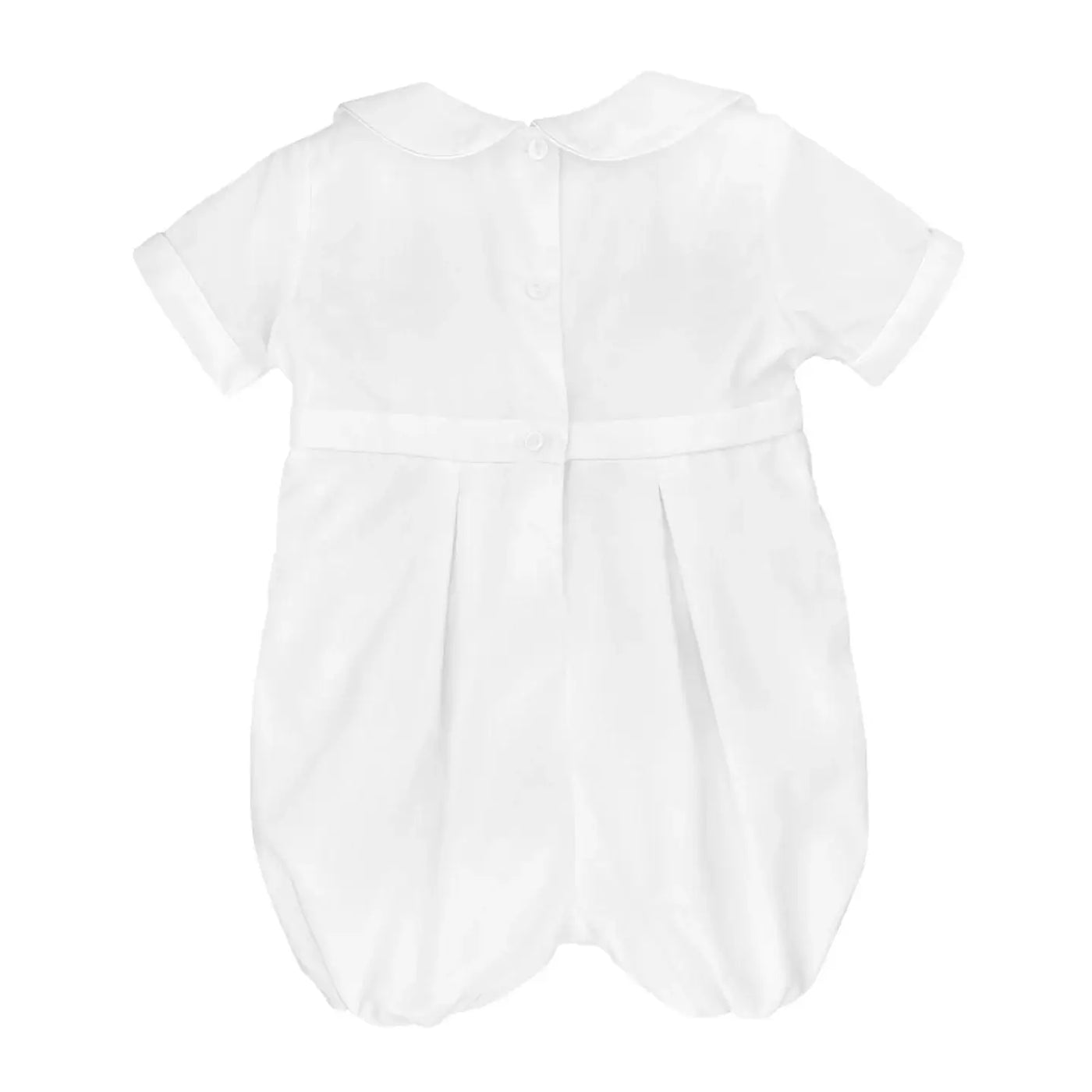 Boys Embroidered Cross Christening Romper & Hat Set - Petit Ami