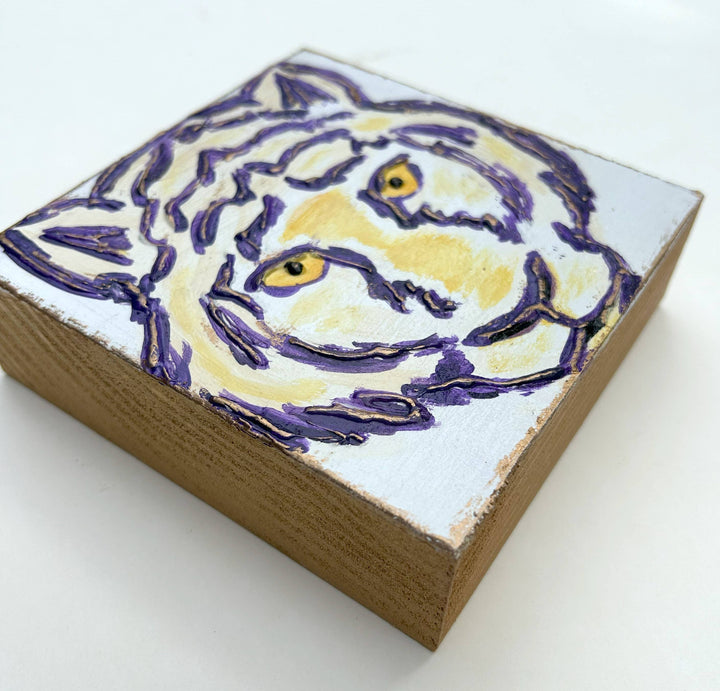 Tiger Hand Painted Textured Block Canvas - Coddiwomple