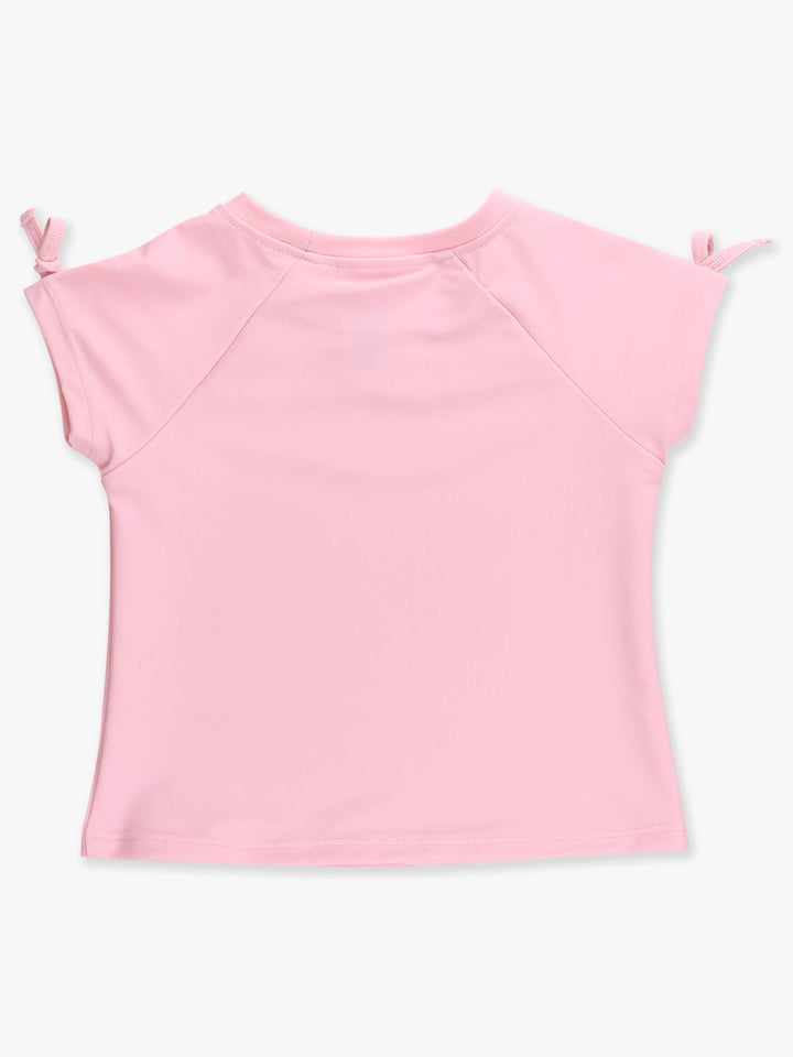 Girls Pink Active Raglan Bow Shirt - RuffleButts