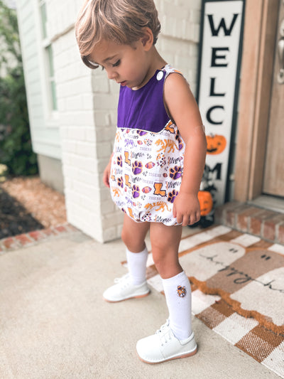 LSU French Knot Tiger Knee High Socks