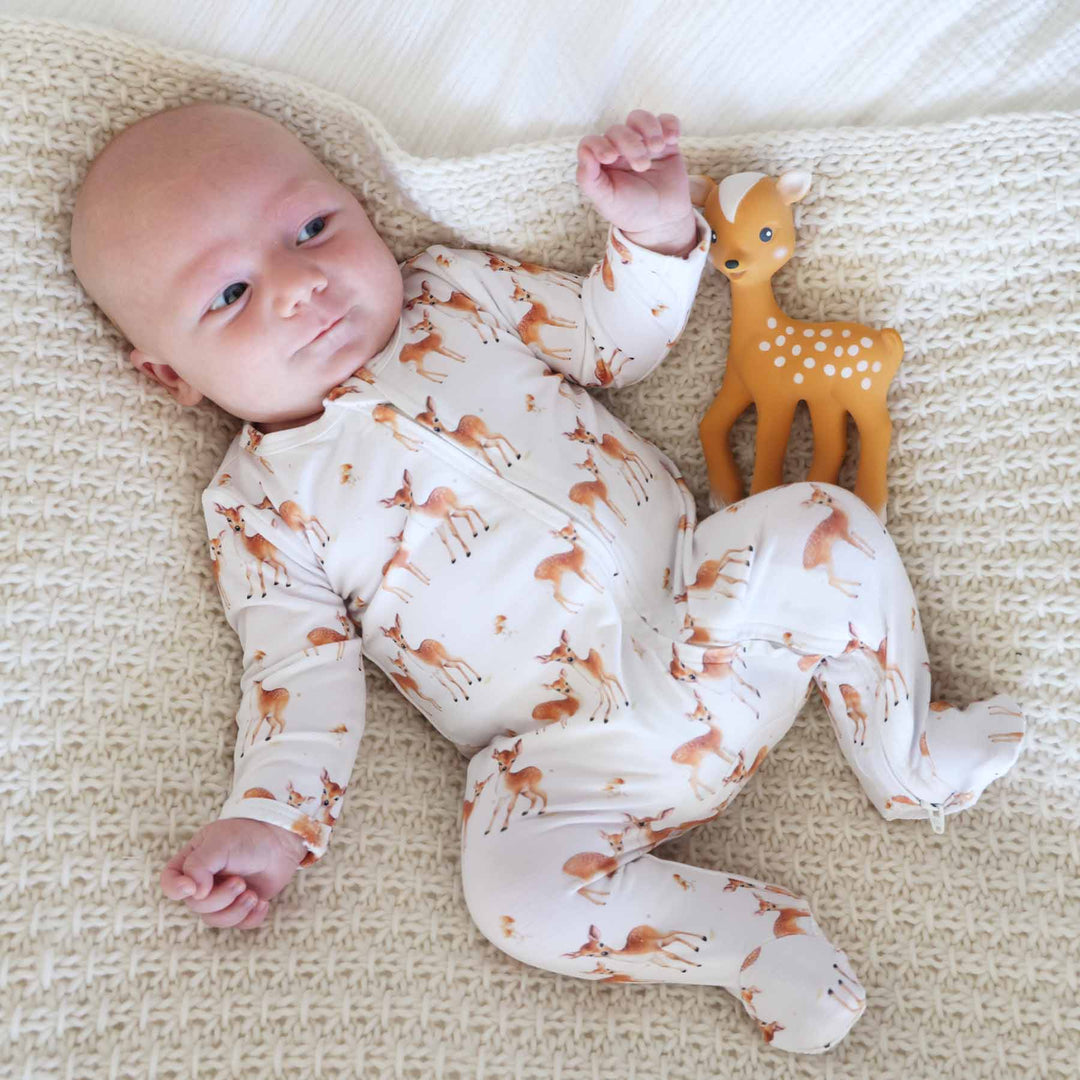 Friendly Fawns Bamboo Zipper Footie - Caden Lane