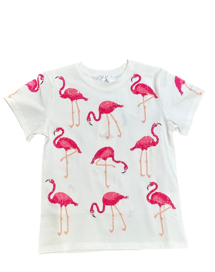 Pink Flamingo Sequin Shirt - Belle Cher