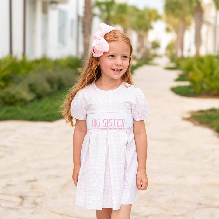 Smocked Pink Big Sister Dress - Shrimp & Grits Kids
