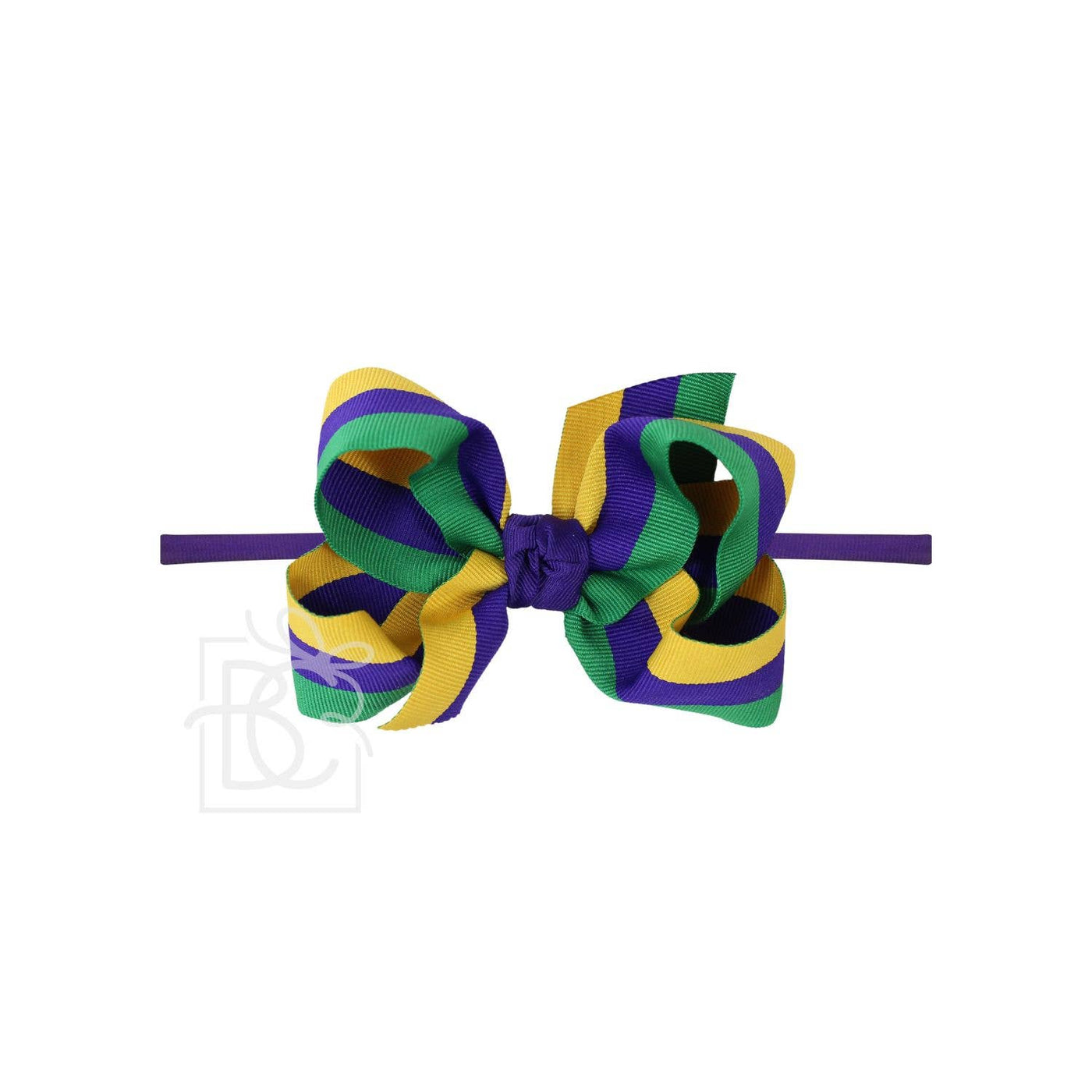 Mardi Gras Stripe Headband Bow - Beyond Creations