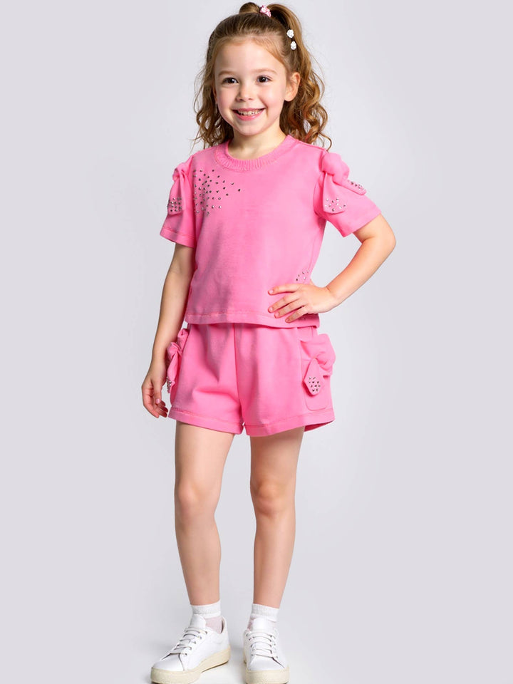 Pink Rhinestone Short Set - Hannah Banana