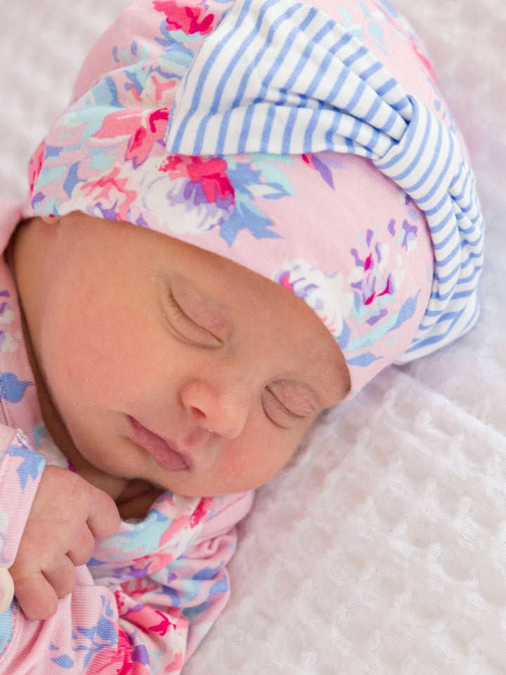 Pretty in Pink Floral Ruffle Gown & Hat Set - RuffleButts