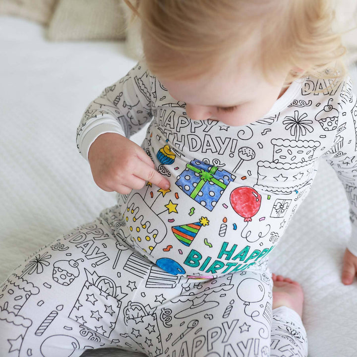 Colorable Birthday Pajama Set - Caden Lane
