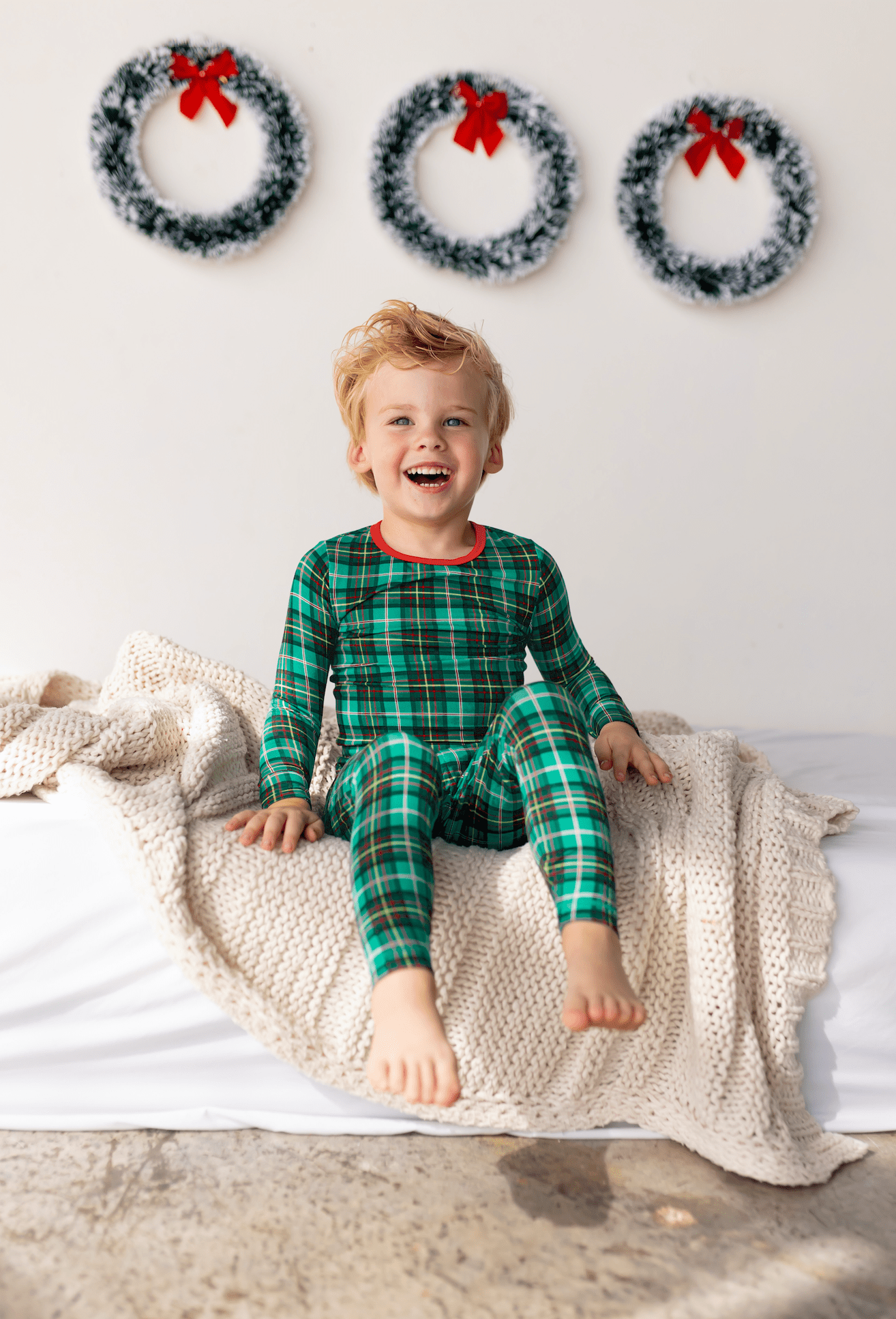 Bamboo Green Plaid Long Sleeve Pajama Set - Free Birdees