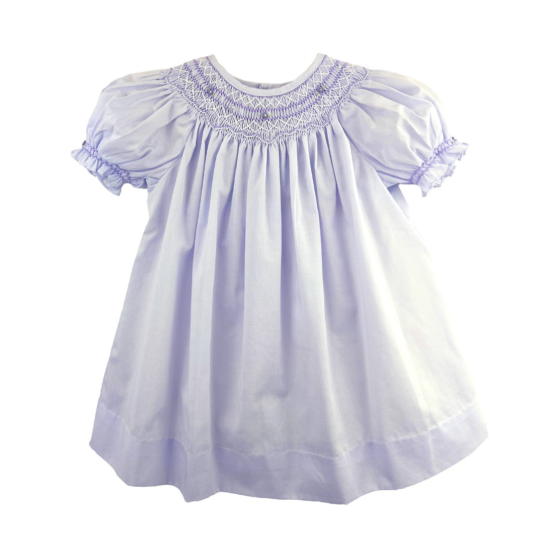 Bishop Smocked Lavender Dress with Pearls - Petit Ami