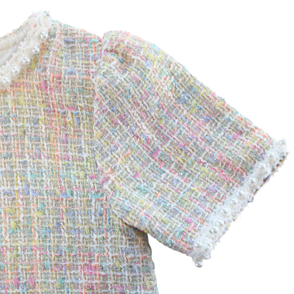Pearl Trim Tweed Dress - Doe a Dear
