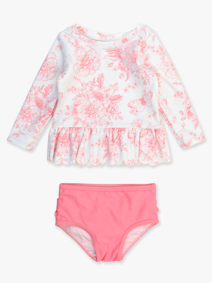 Pink Toile 2PC Rash Guard Set - RuffleButts