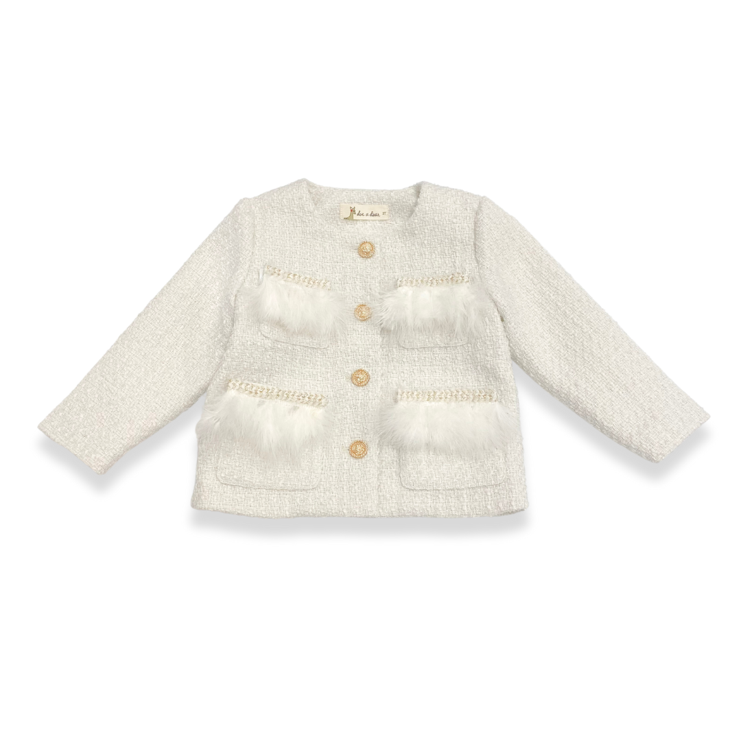 Feather Trim Tweed Dress & Jacket - Doe a Dear