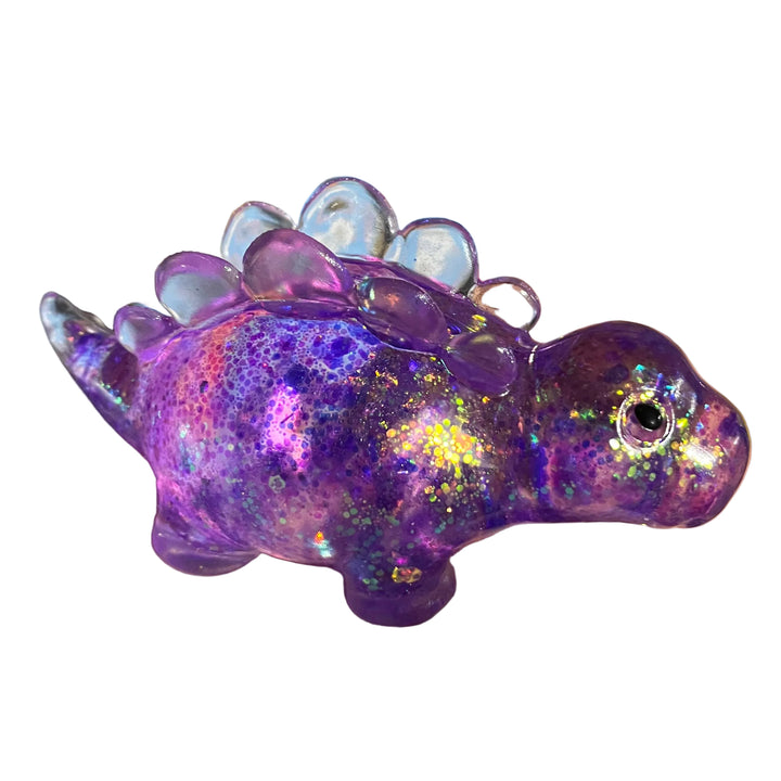 purple glitter dinosaur squishy