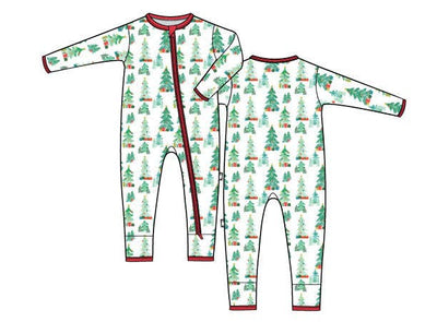 Macaron + Me Bamboo Christmas Tree Forest Romper - 9/12M