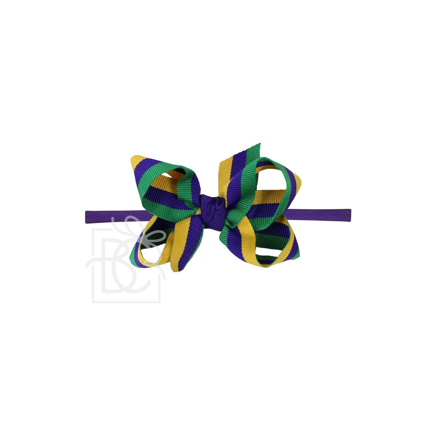 Mardi Gras Stripe Headband Bow - Beyond Creations