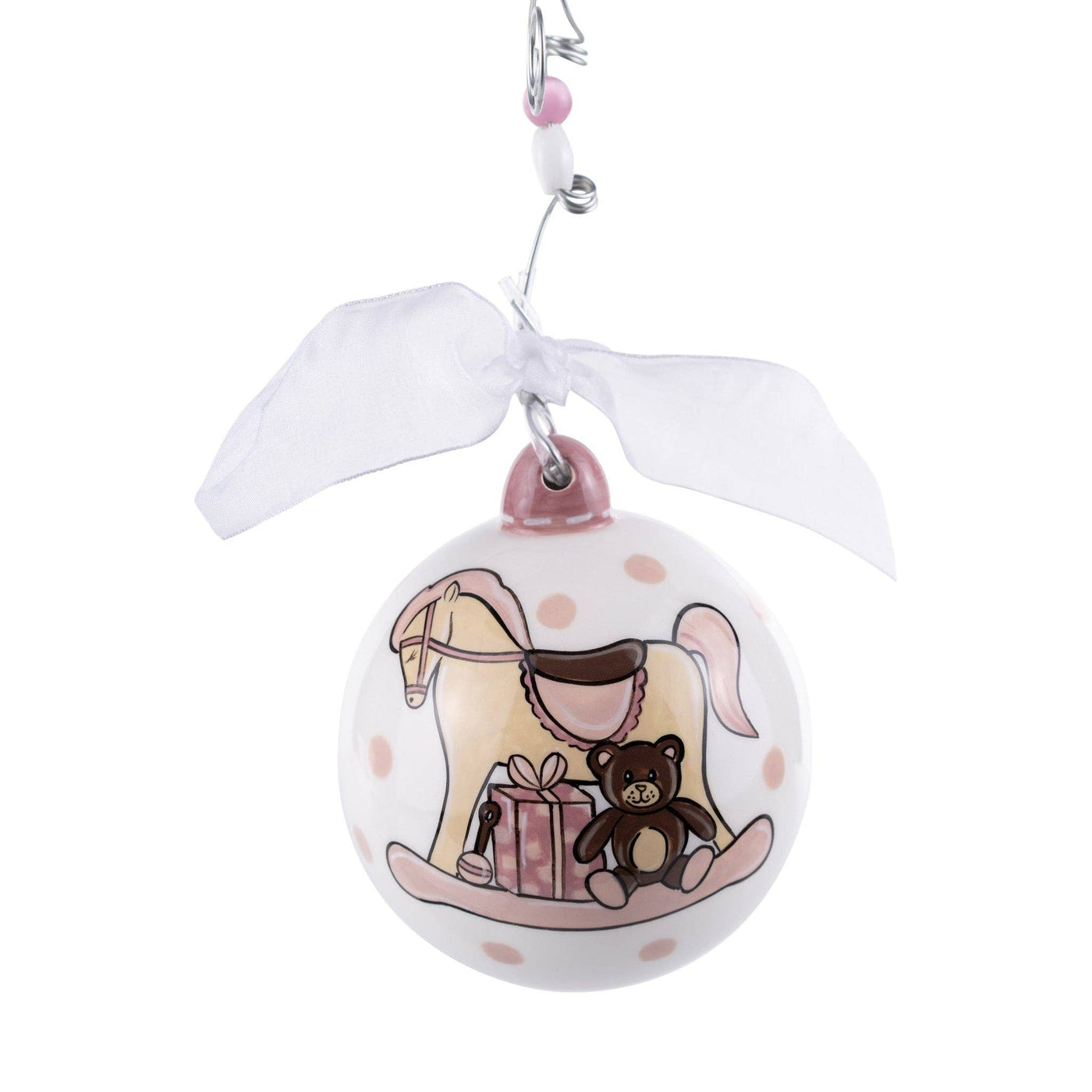 Baby's 1st Christmas Pink Rocking Horse Ornament - Glory Haus